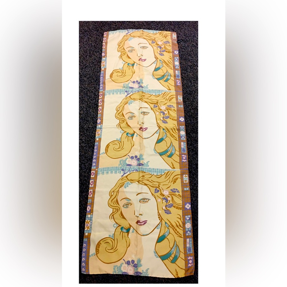 Vintage Zazou Luxe Scarf 100% Silk 61" X 21" Art To Wear Hand Rolled Fall